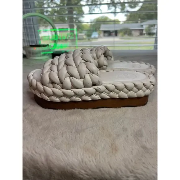 Chloé Women's Ivory Leather Slide Sandals Braided Design Casual Summer s… - Picture 7 of 13